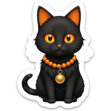 black cat wearing a jingle bell necklace full body sticker
