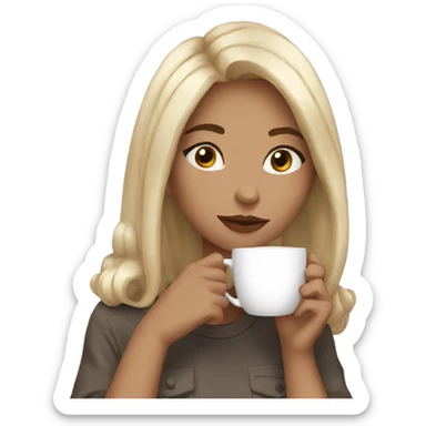Aesthetic girl drinking coffee sticker