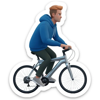 A man with a city bicycle in the city sticker