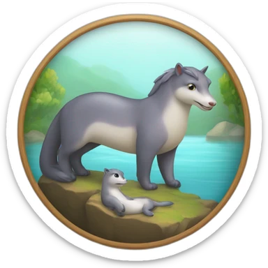 Une licorne qui fait un câlin à une loutre sticker