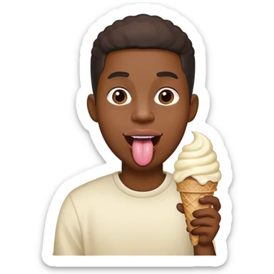 black guy holding ice cream while his tounge is out sticker