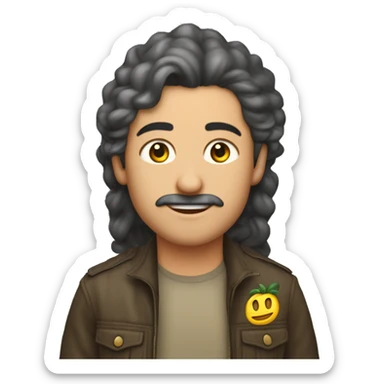 Çok yemek yemiş ağzımdan yemek akan gözleri kalp saçları kıvırcık emoji sticker