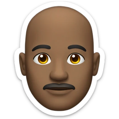 A black 50 year old bald man with Tribal tattoo on the side of his face above his left eye sticker