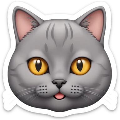 British short-hair cat with a silly face sticker