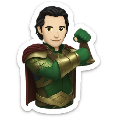 Loki straight arming a pint sticker