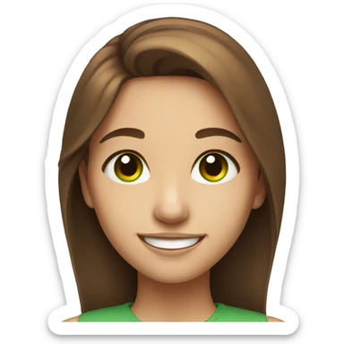 smiling girl portrait with brown hair and green eyes  sticker