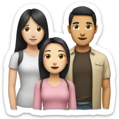 Three best friends: one Asian guy, one girl with straight black hair, and one girl with light brown hair. sticker