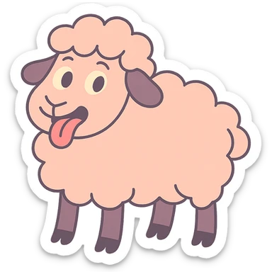 pastel toon style pink sheep with tongue out, variation 3 sticker