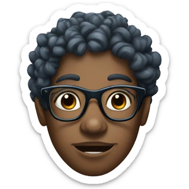 Black Taurus with curly and blue eyes and glasses sticker