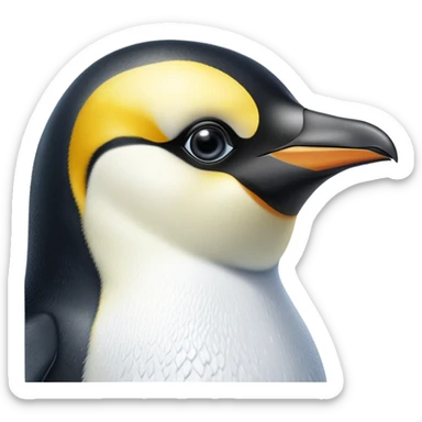 cinematic-adult-emperor-penguin-portrait-emoji,-head-tilted-playfully-and-inquisitively,-with-glossy,-pristine-plumage-accented-by-a-bright-beak-and-round,-sparkling-eyes-filled-with-curiosity,-simplified-yet-irresistibly-adorable-features,  sticker