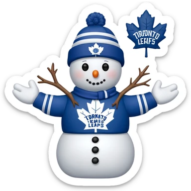 Snowman wearing Toronto maple leafs sticker
