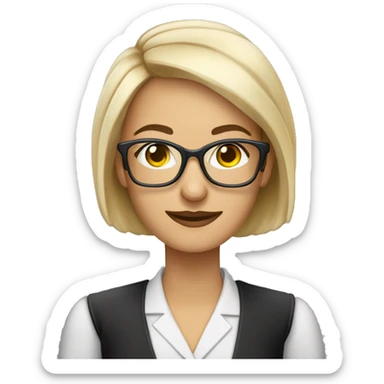 Profesora de literatura rubia con los ojos grises con gafas de vista negras sticker