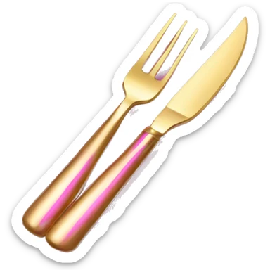  pink gold knife and fork  sticker