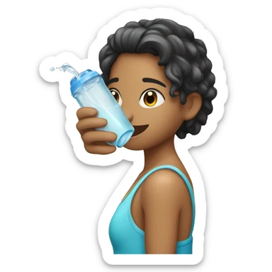 Una chica tomando agua sticker