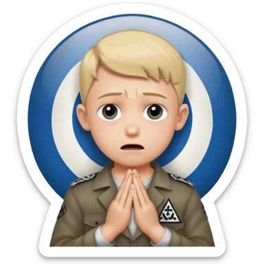 budda crying while praying with floating nazi illuminati eye of raw around him while saying boy with an israel symble on his hand sticker