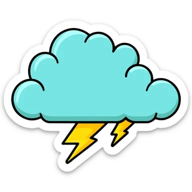 thunderstorm, watercolor art style sticker