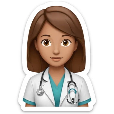 female doctor and ultrasound technician brown hair on technician sticker