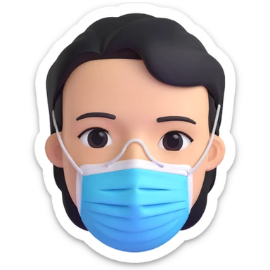 face with medical mask sticker
