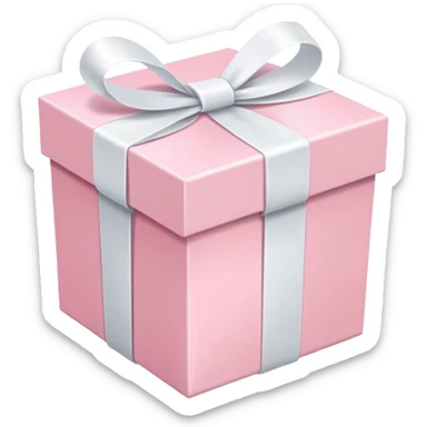pastel pink gift box with white ribbon, soft pink color sticker
