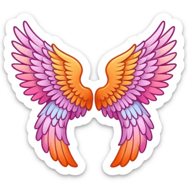 just two angel wings with a colored outline with a pink orange mix sticker