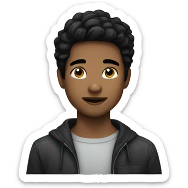 a boy with a black hair without wearing a black mask  sticker