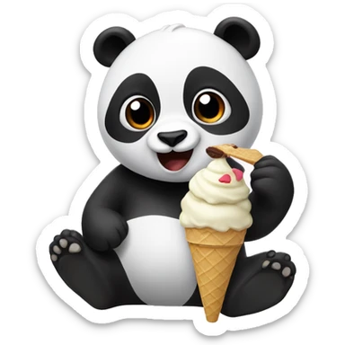 Panda eating ice cream sticker