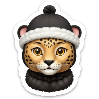 A black jaguar wearing a baby hat sticker