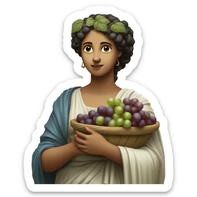 Greek Sappho holds a bunch of grapes in her hand sticker