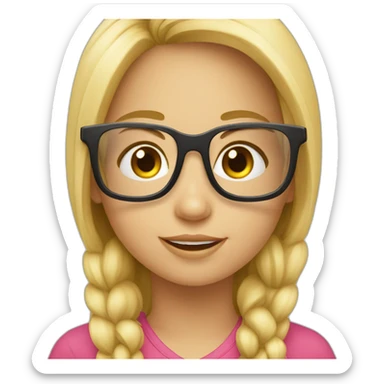 Una chica rubia de 7 años con gafas sticker