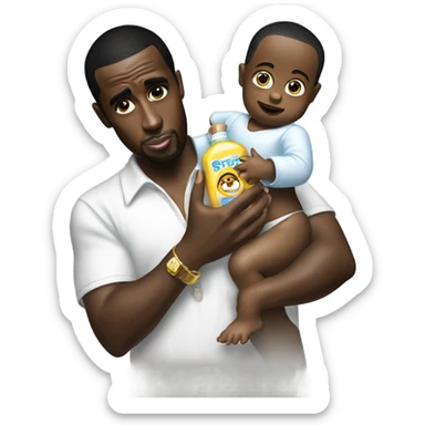 p diddy holding baby oil sticker