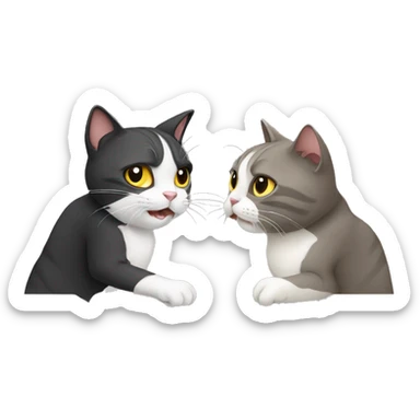 two cat, fight sticker