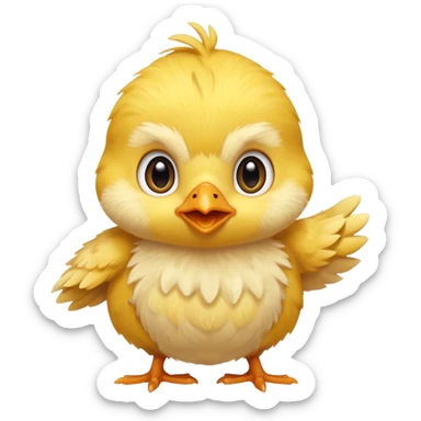 Baby chick pointing at camera sticker