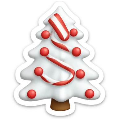 White Christmas tree with red candy canes  sticker