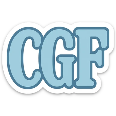 Change the border and fill to pastel blue. Use a classic font for 'CGF'. Keep the style and transparency the same. sticker