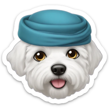 bichon frise with turban hat sticker