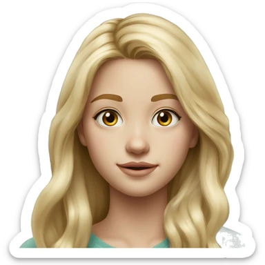 Riley Guava long blonde hair teenager,grey eyes, hyperreal photoreal portrait sticker