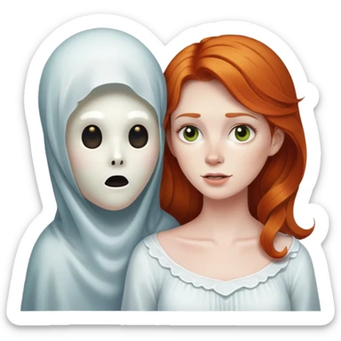 Ginger haired woman with ghost boyfriend  sticker