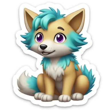 Colorful Shiny Fionbri-Falvie-sparkle-wolf full body sticker
