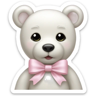 White teddy bear with light pink bow sticker