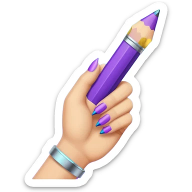 Glitter Purple and Cian pencil hand write  sticker