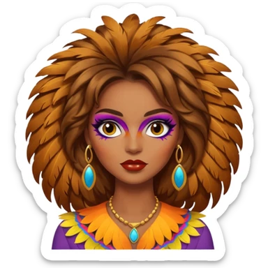 Retro 70s woman face sticker