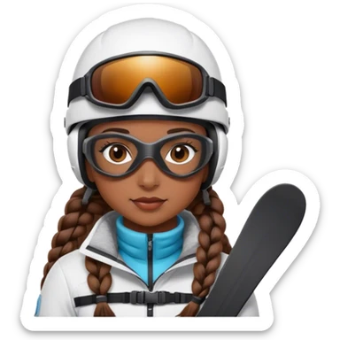 Brown hair girl with braids and a ski helmet and ski goggles  sticker
