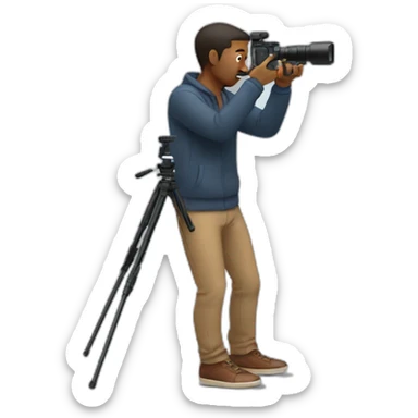 a man shooting his video in a small studio sticker