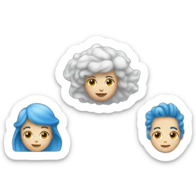 create a white emojis with blue background about birth sticker