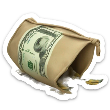 fallen money bag that is spilling money out from the bag sticker