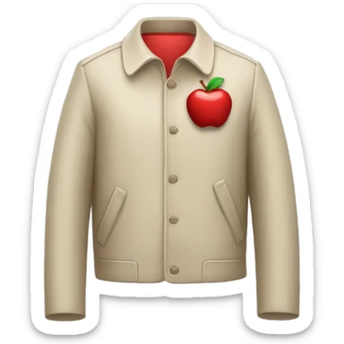 jacket with a red apple in the center sticker