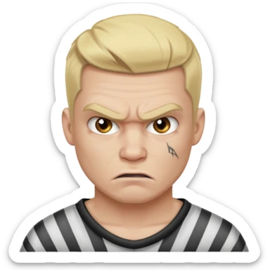 angry blonde tattooed male prisoner sticker