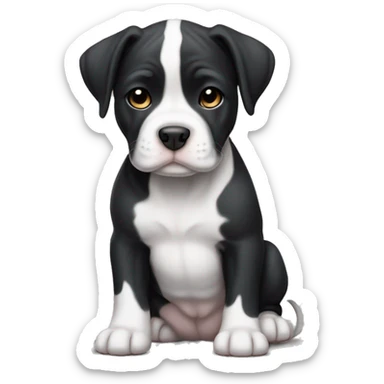 Black and white English staffordshire puppy full body sticker