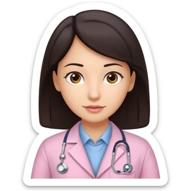gastroenterologist with dark hair and brown eyes, light pink theme, variation 2 sticker