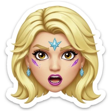 ke$ha with glitter making a snarling fun face sticker